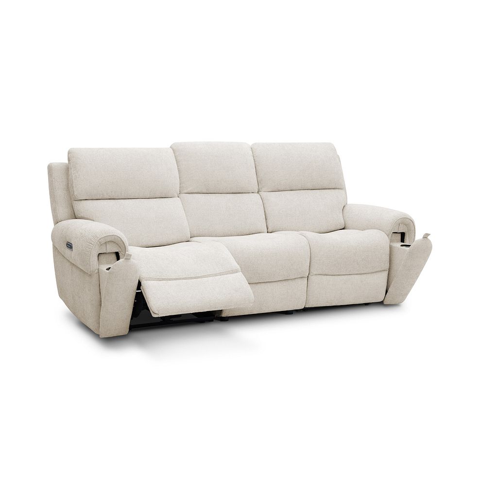 Ezra Group 9 Electric Recliner with Power Headrest & Lumbar Support in Hopsack Natural Fabric 2