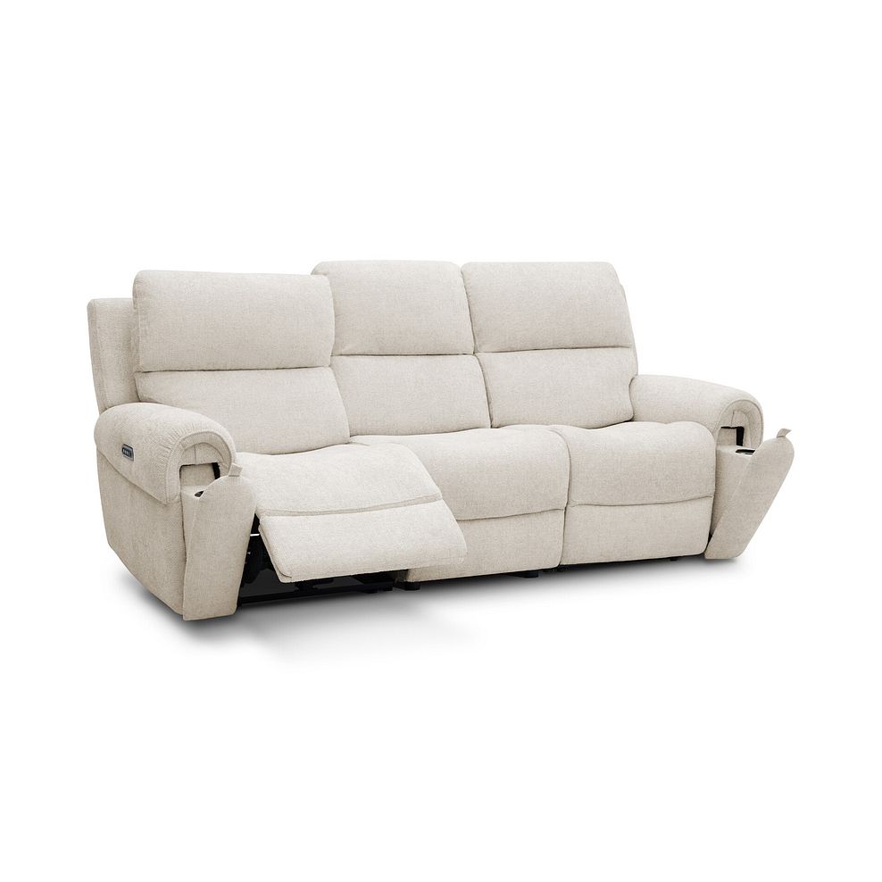 Ezra Group 9 Electric Recliner with Power Headrest & Lumbar Support in Hopsack Natural Fabric 3