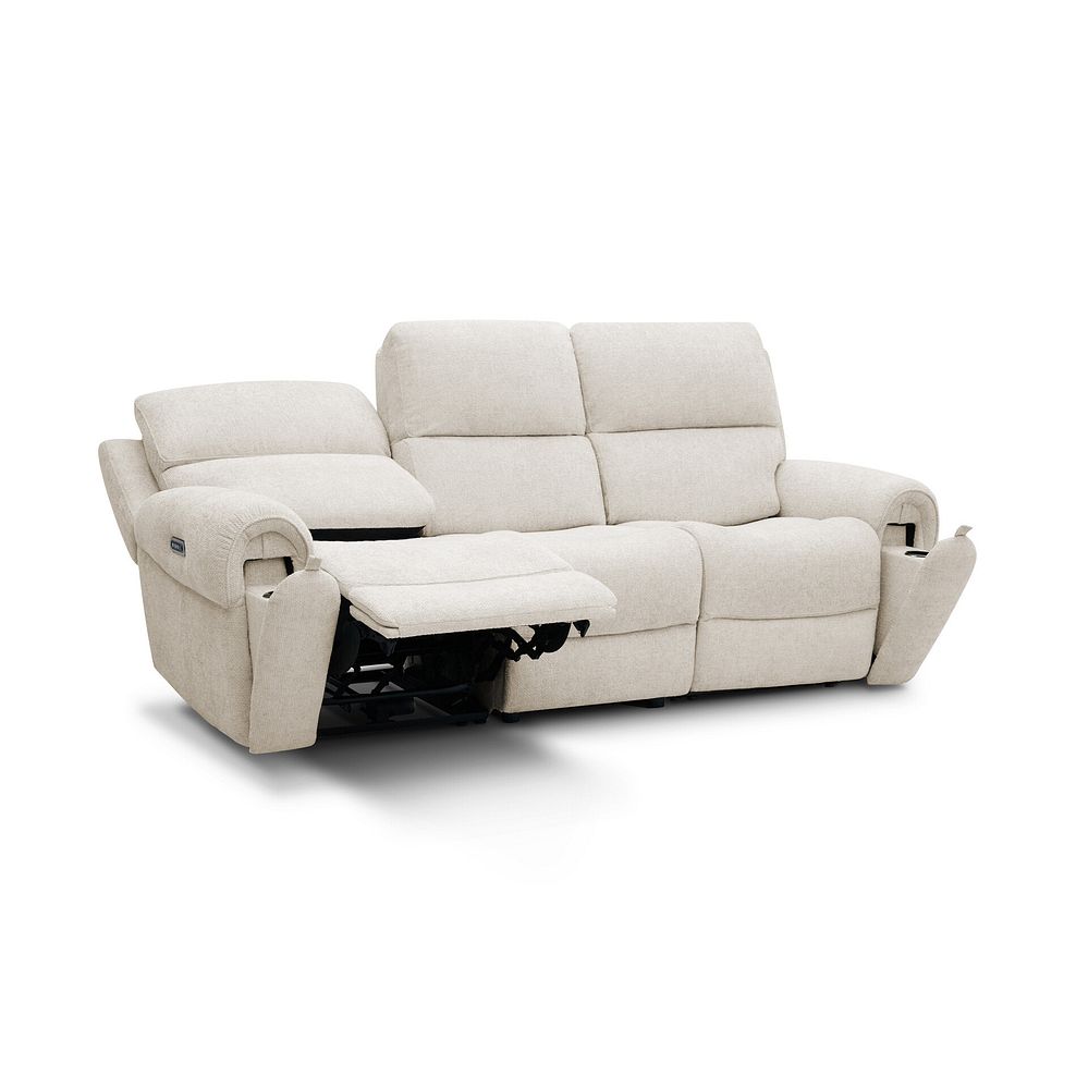 Ezra Group 9 Electric Recliner with Power Headrest & Lumbar Support in Hopsack Natural Fabric 4
