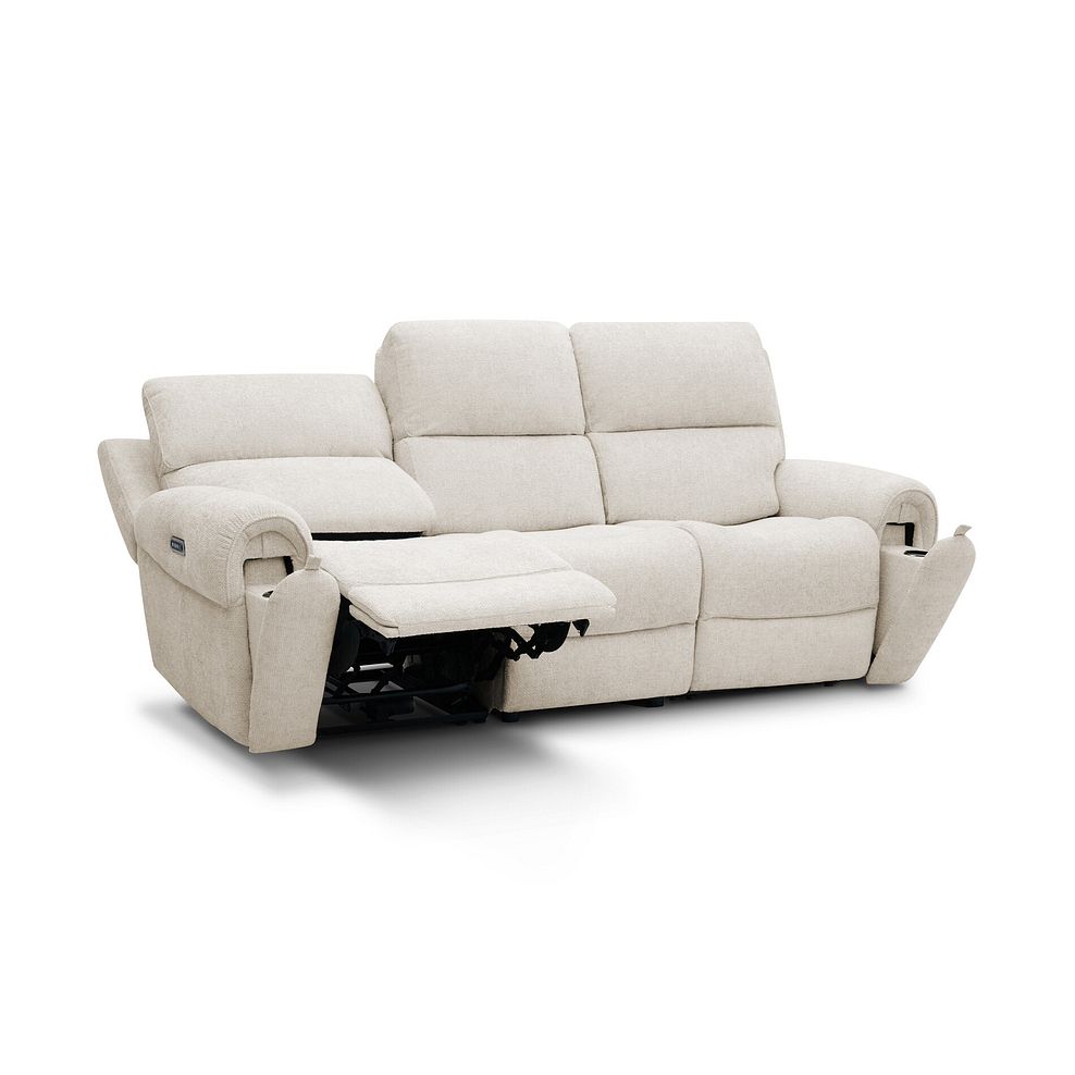 Ezra Group 9 Electric Recliner with Power Headrest & Lumbar Support in Hopsack Natural Fabric 5