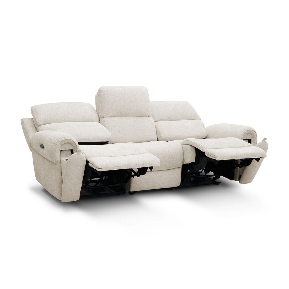 Ezra Group 9 Electric Recliner with Power Headrest & Lumbar Support in Hopsack Natural Fabric 6