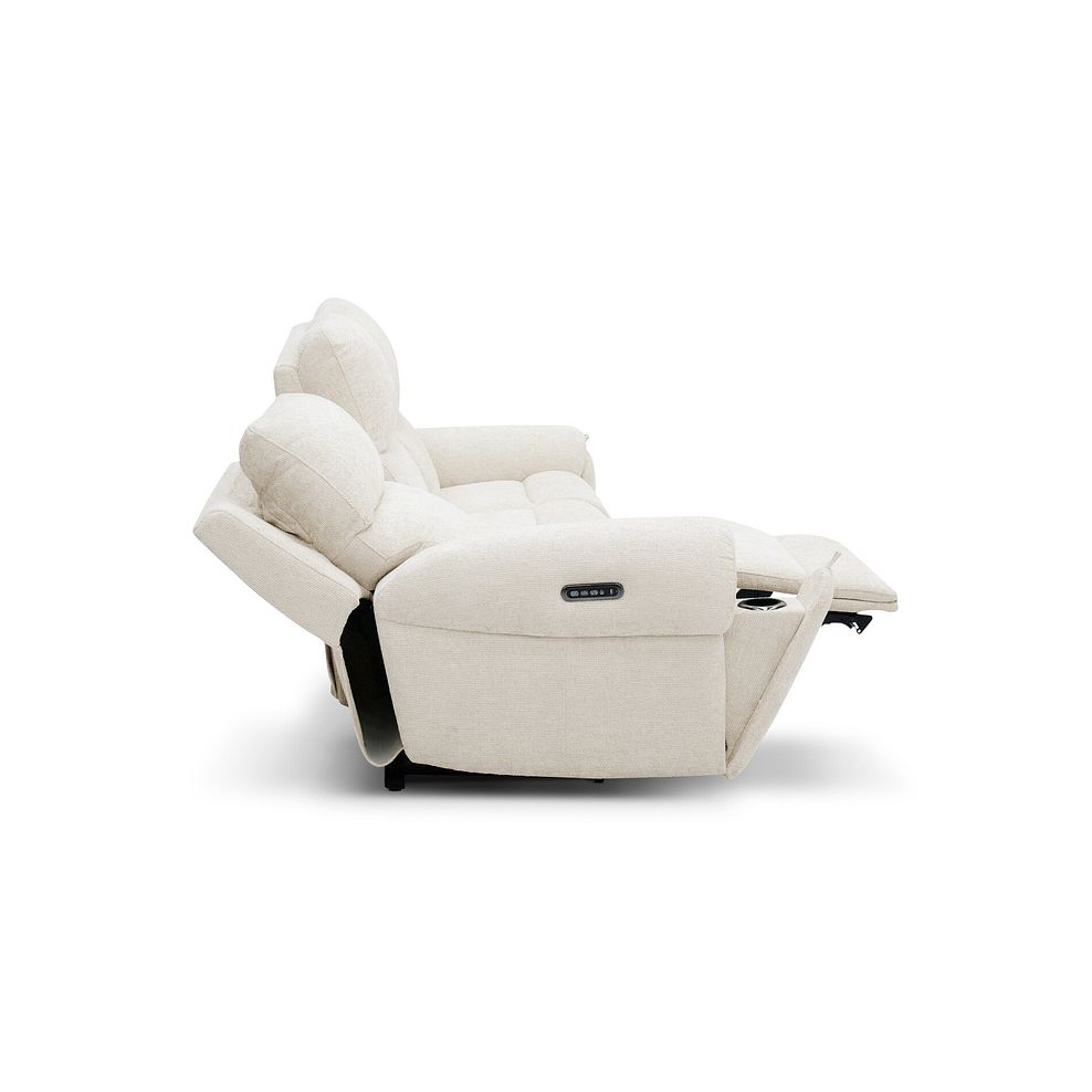 Ezra Group 9 Electric Recliner with Power Headrest & Lumbar Support in Hopsack Natural Fabric 9