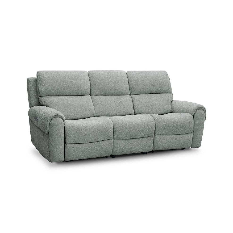 Ezra Group 9 Electric Recliner with Power Headrest & Lumbar Support in Hopsack Platinum Fabric 1