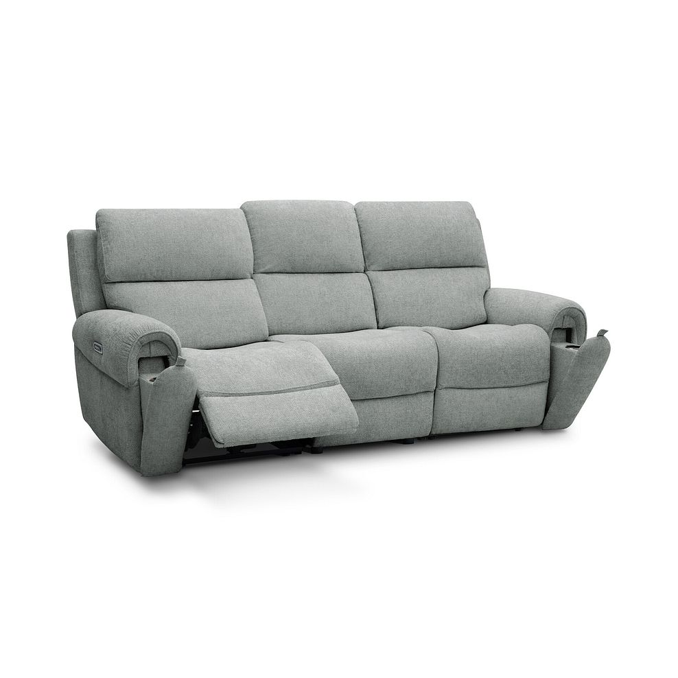 Ezra Group 9 Electric Recliner with Power Headrest & Lumbar Support in Hopsack Platinum Fabric 2