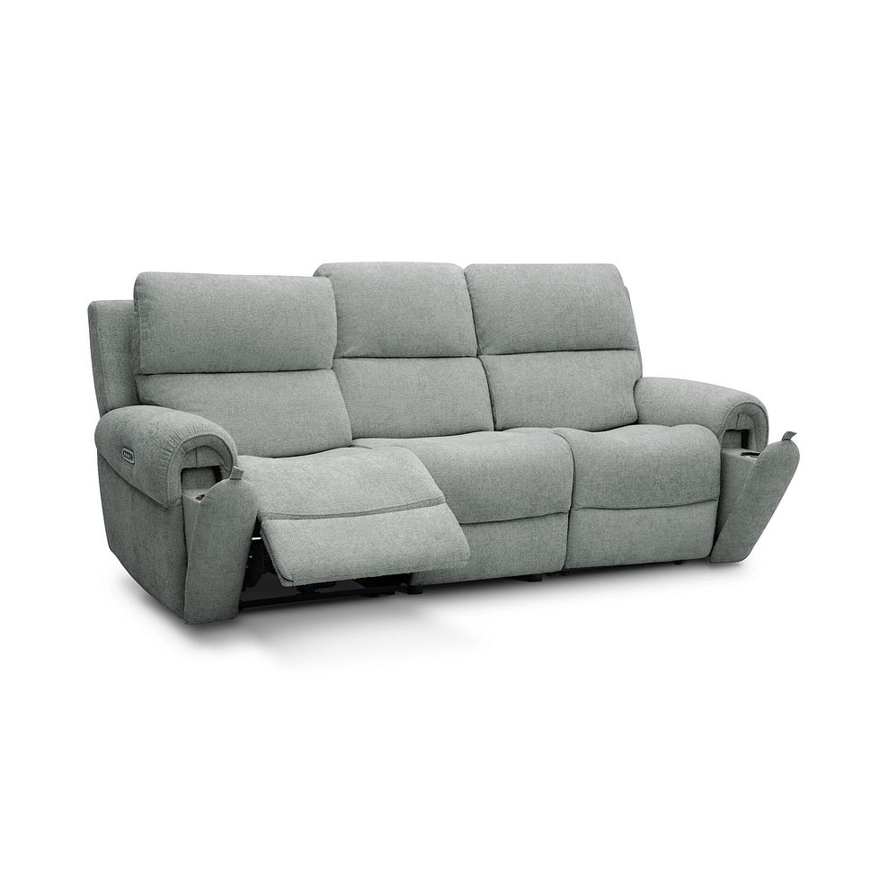 Ezra Group 9 Electric Recliner with Power Headrest & Lumbar Support in Hopsack Platinum Fabric 3