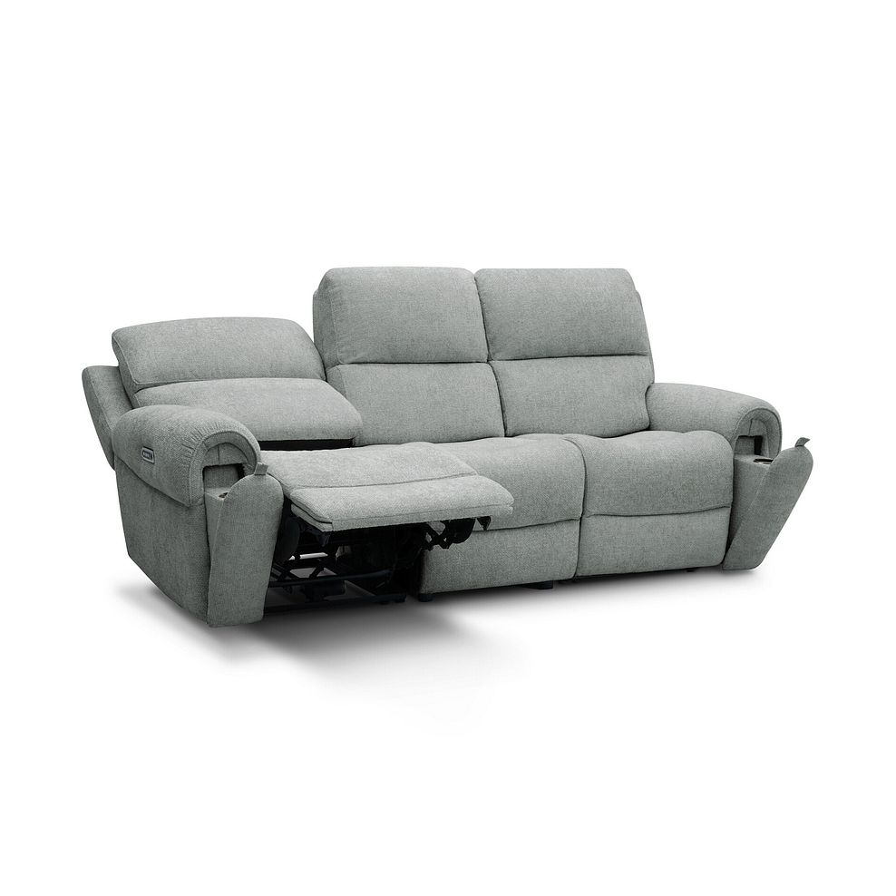 Ezra Group 9 Electric Recliner with Power Headrest & Lumbar Support in Hopsack Platinum Fabric 4