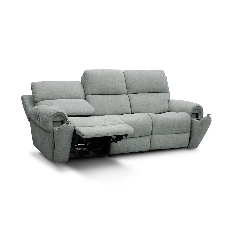Ezra Group 9 Electric Recliner with Power Headrest & Lumbar Support in Hopsack Platinum Fabric 5