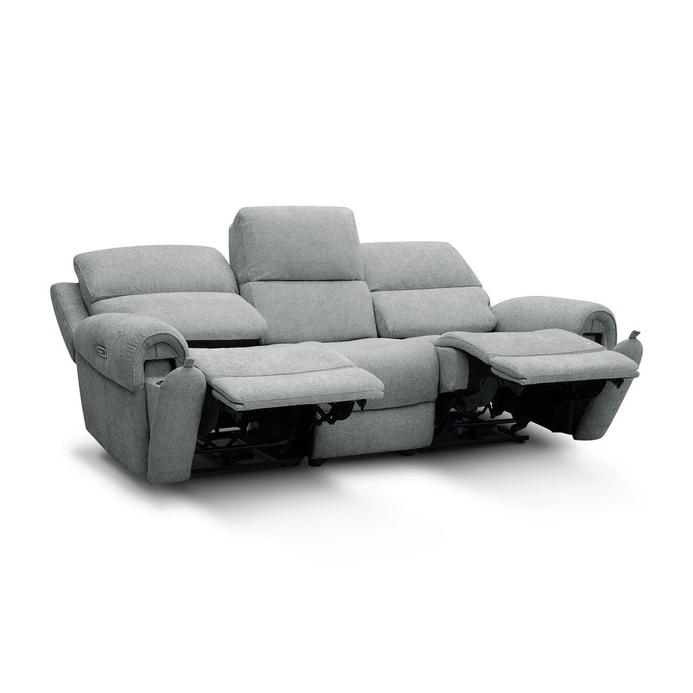 Ezra Group 9 Electric Recliner with Power Headrest & Lumbar Support in Hopsack Platinum Fabric 6