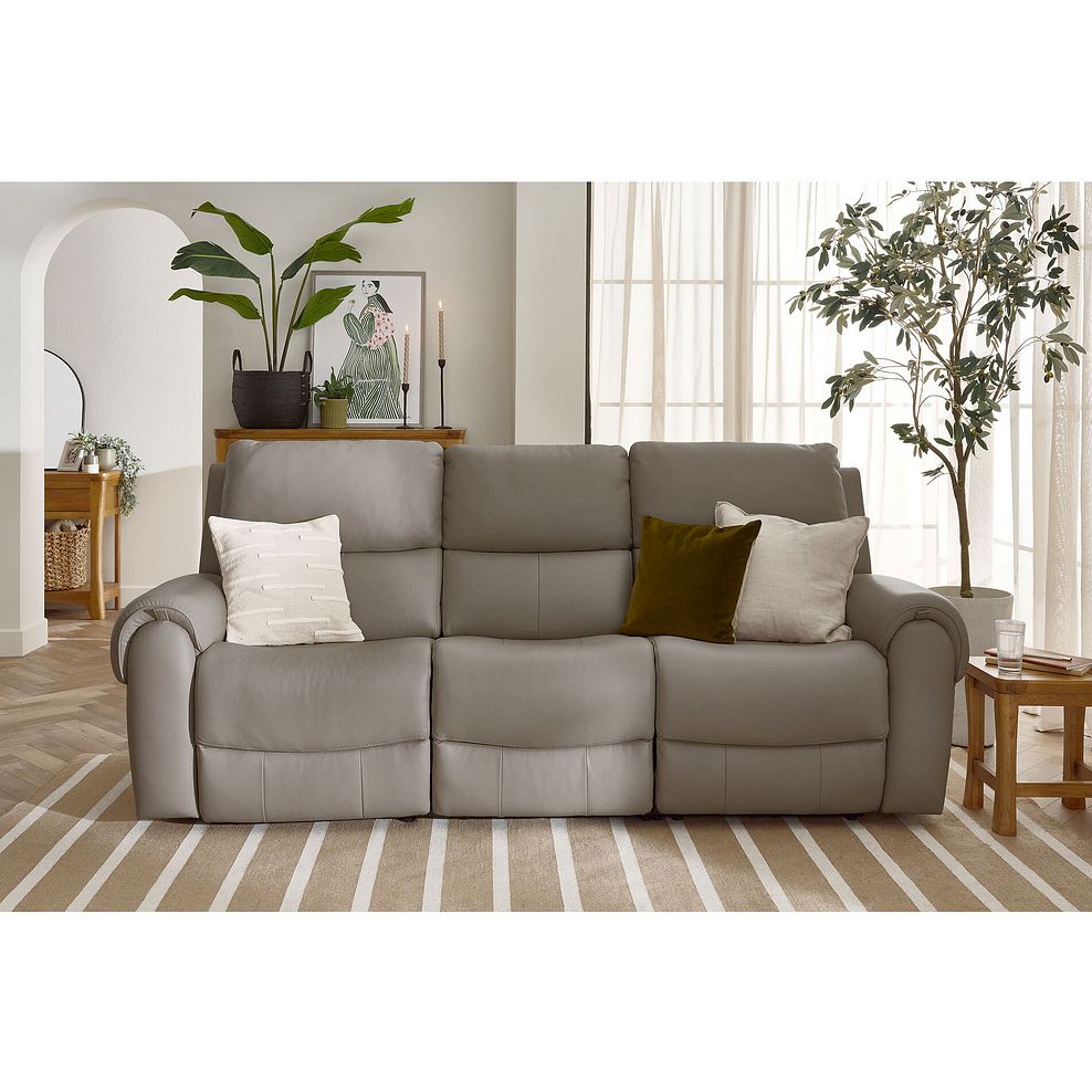 Ezra Group 9 Electric Recliner with Power Headrest  Lumbar Support in Oyster Leather 3