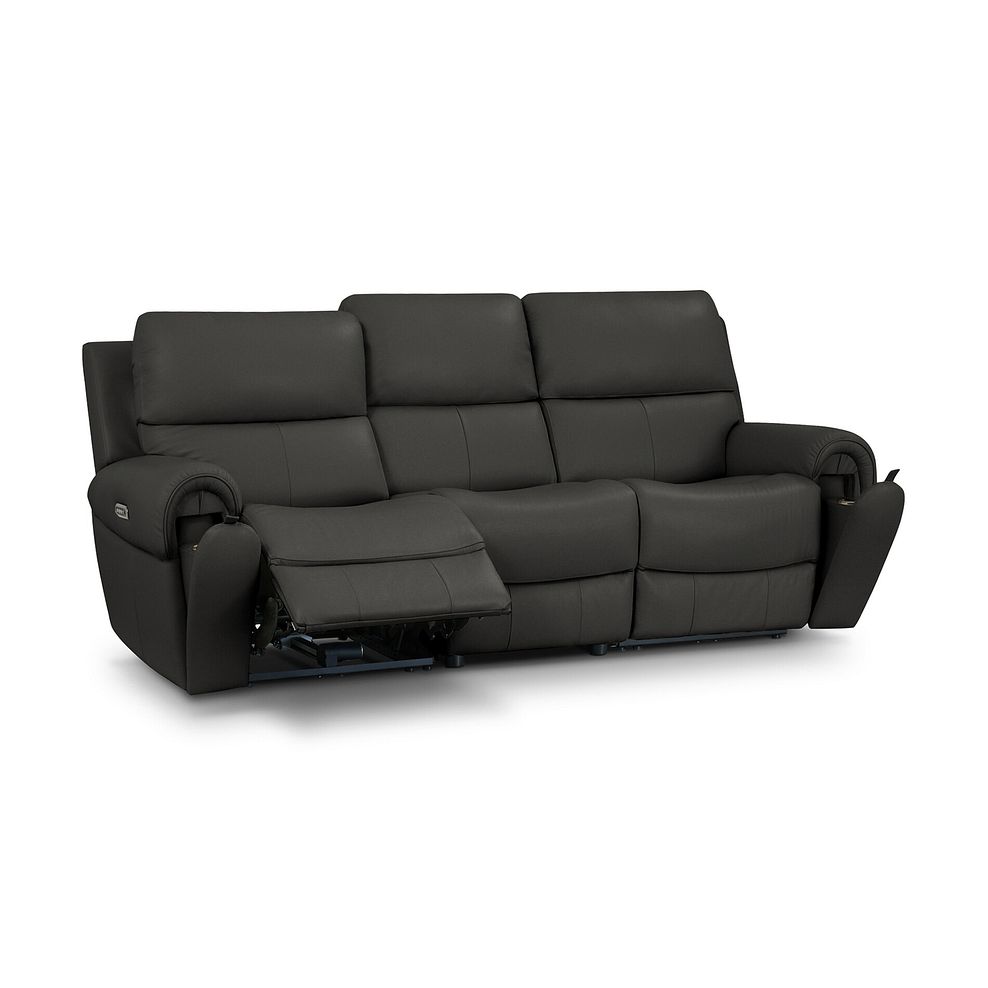 Ezra Group 9 Electric Recliner with Power Headrest & Lumbar Support in Storm Leather 3