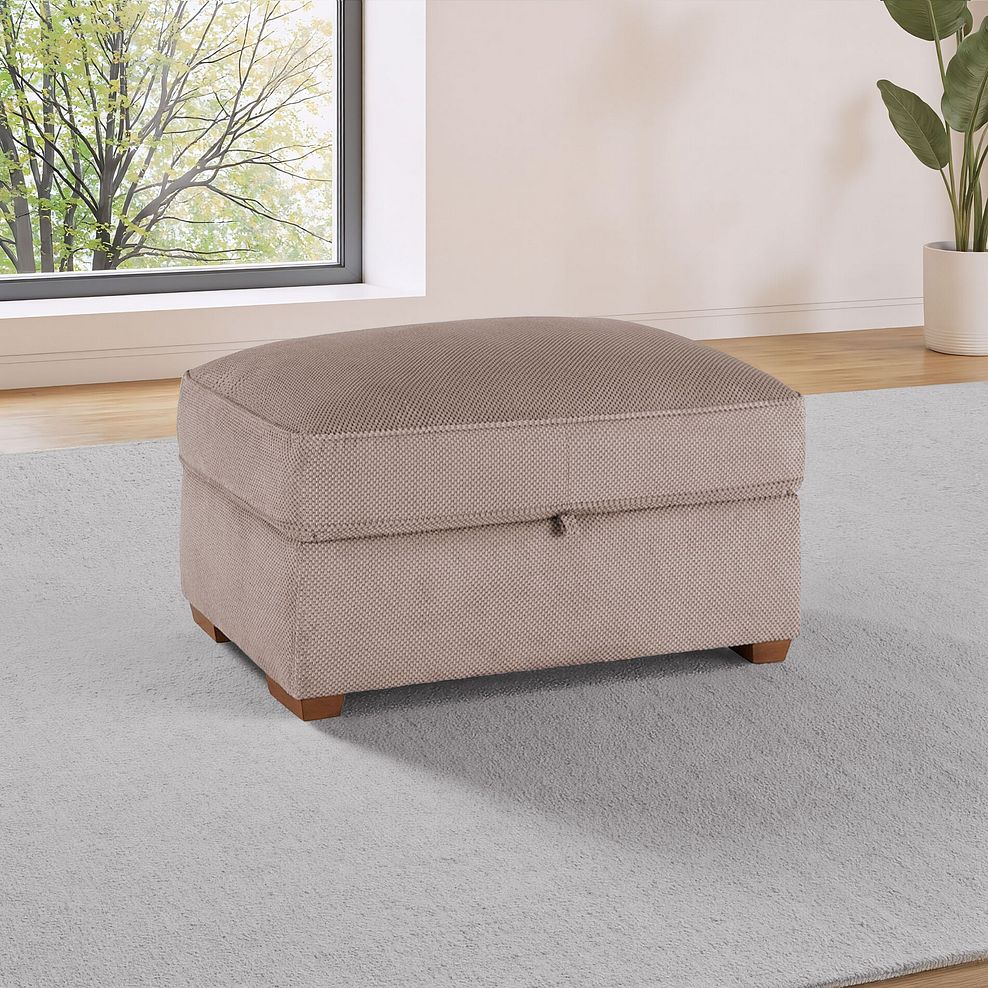 Nebraska Corner Chaise Large Storage Footstool in Fawn fabric 1