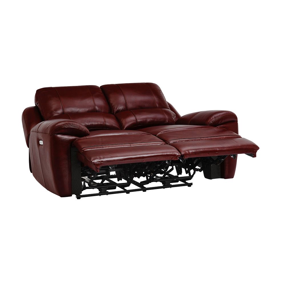 Finley 2 Seater Sofa with 2 Electric Recliners & Headrest - Burgundy Leather 4