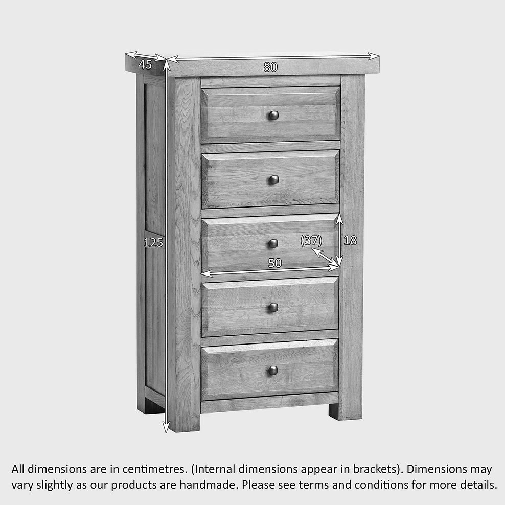 Hercules Rustic Solid Oak 5 Drawer Tallboy 8