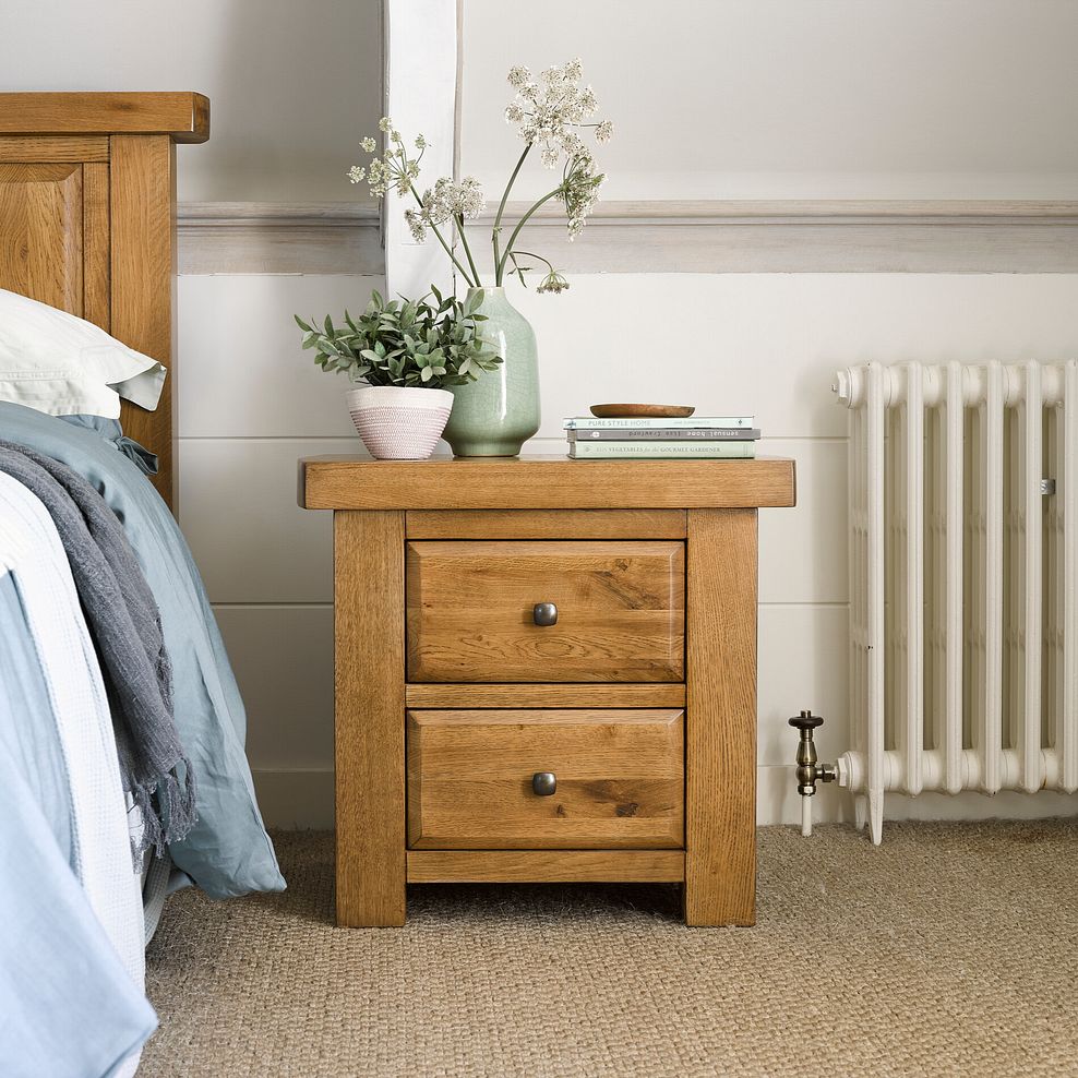 Hercules Rustic Solid Oak 2 Drawer Bedside Table 1