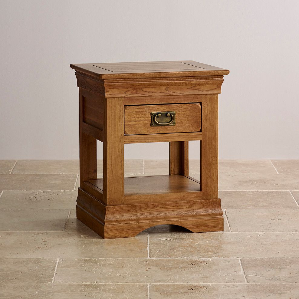French Farmhouse Rustic Solid Oak 1 Drawer Bedside Table 2