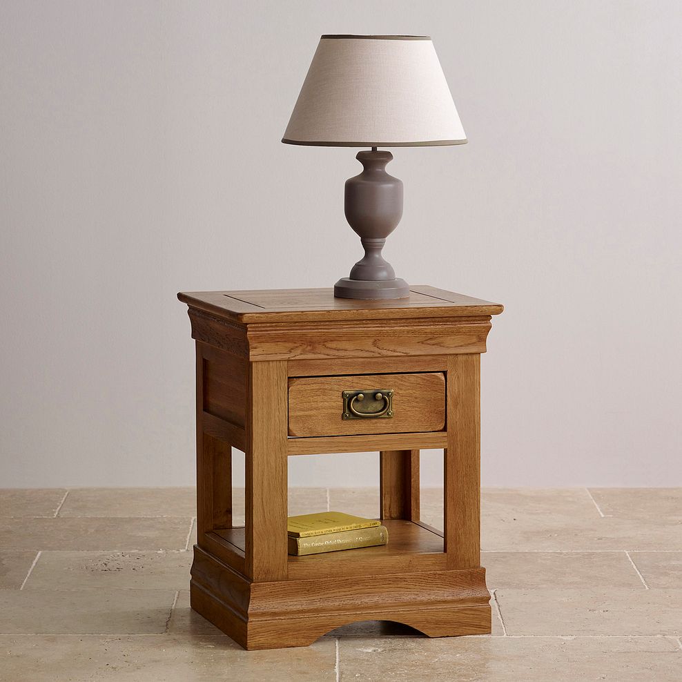 French Farmhouse Rustic Solid Oak 1 Drawer Bedside Table 3