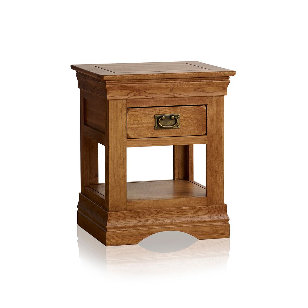 French Farmhouse Rustic Solid Oak 1 Drawer Bedside Table Thumbnail 1