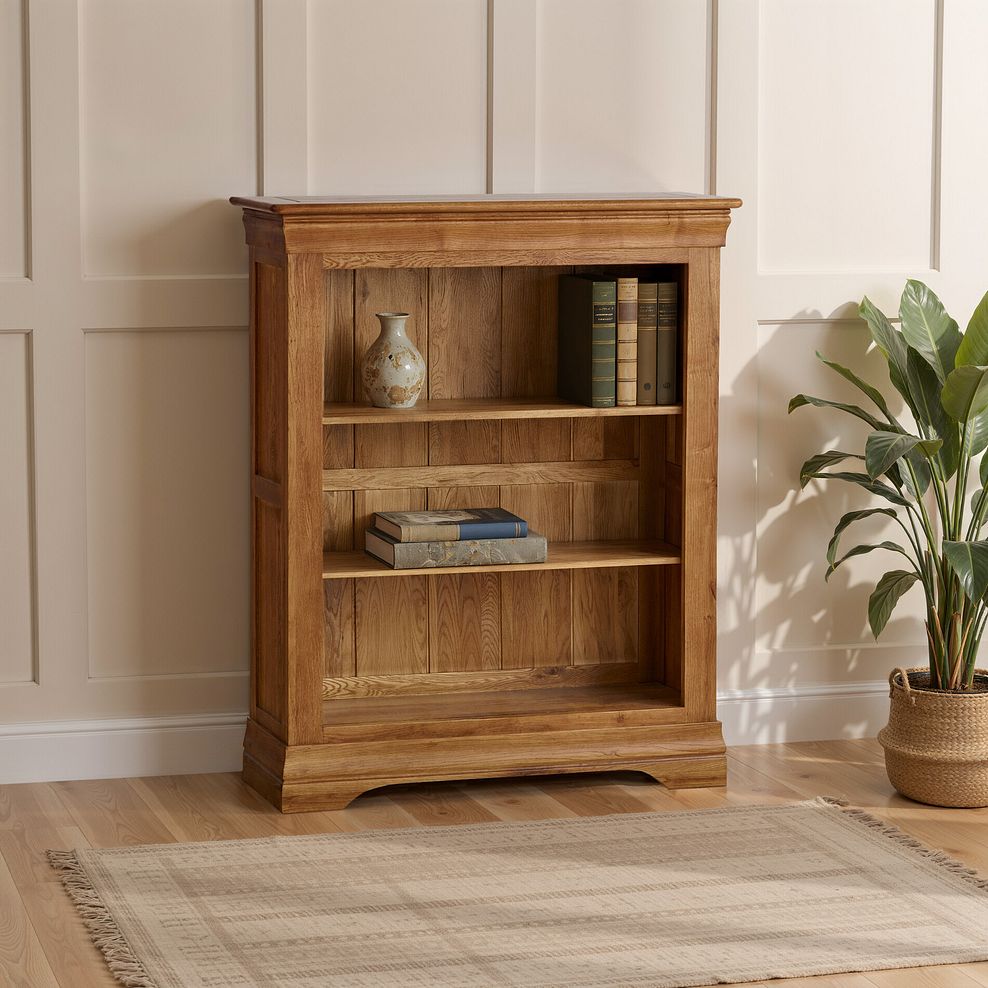 French Farmhouse Rustic Solid Oak Small Bookcase 1