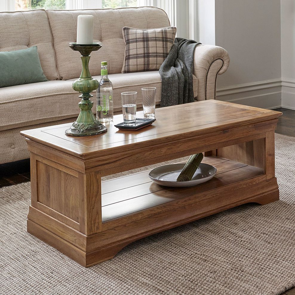 French Farmhouse Rustic Solid Oak Coffee Table 2