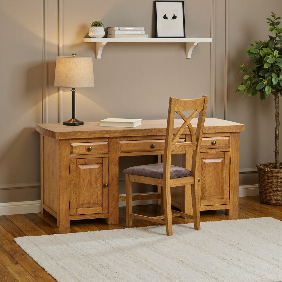 Hercules Rustic Solid Oak Computer Desk 9