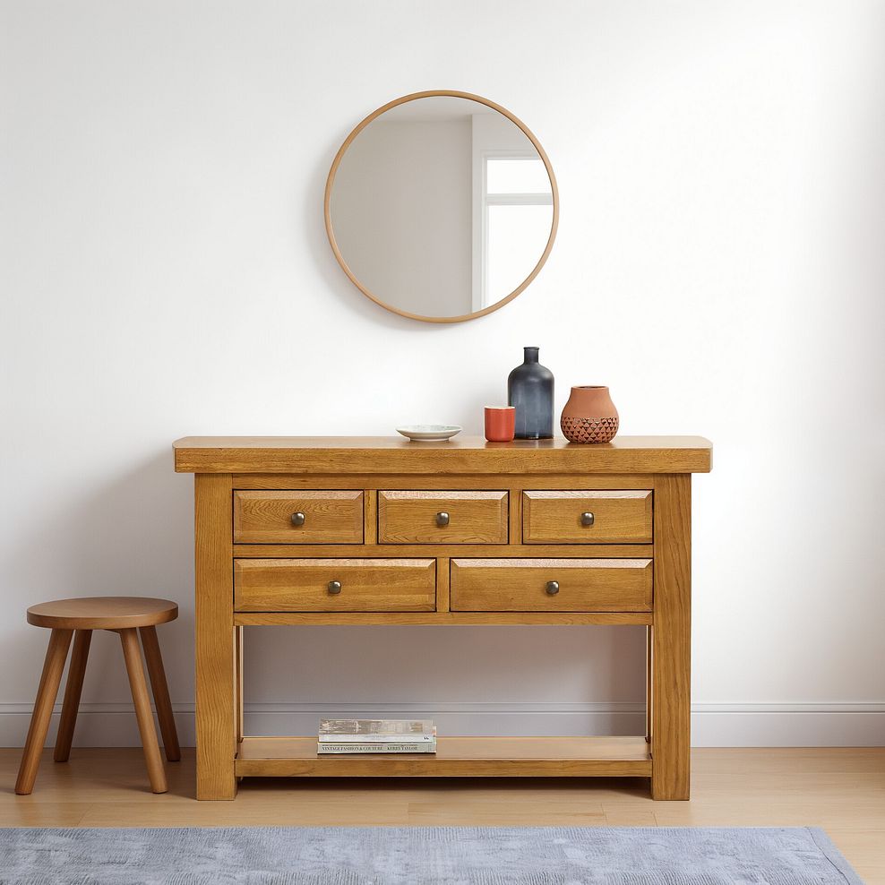 Hercules Rustic Solid Oak Console Table 8