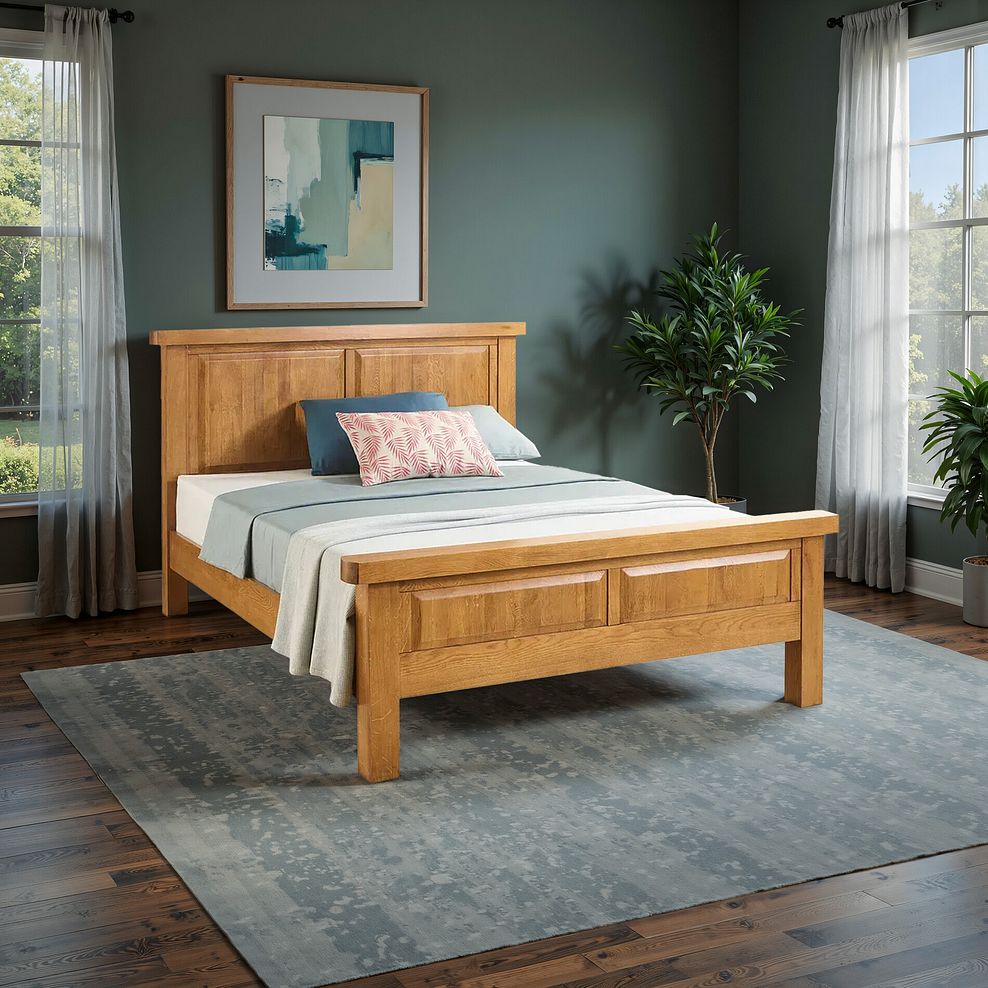 Hercules Rustic Solid Oak King-Size Bed 1