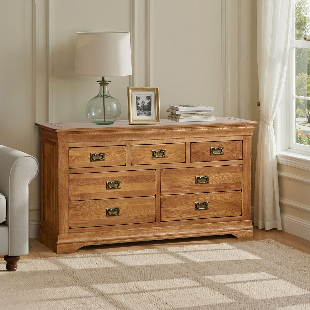 French Farmhouse Rustic Solid Oak 3+4 Drawer Chest 1