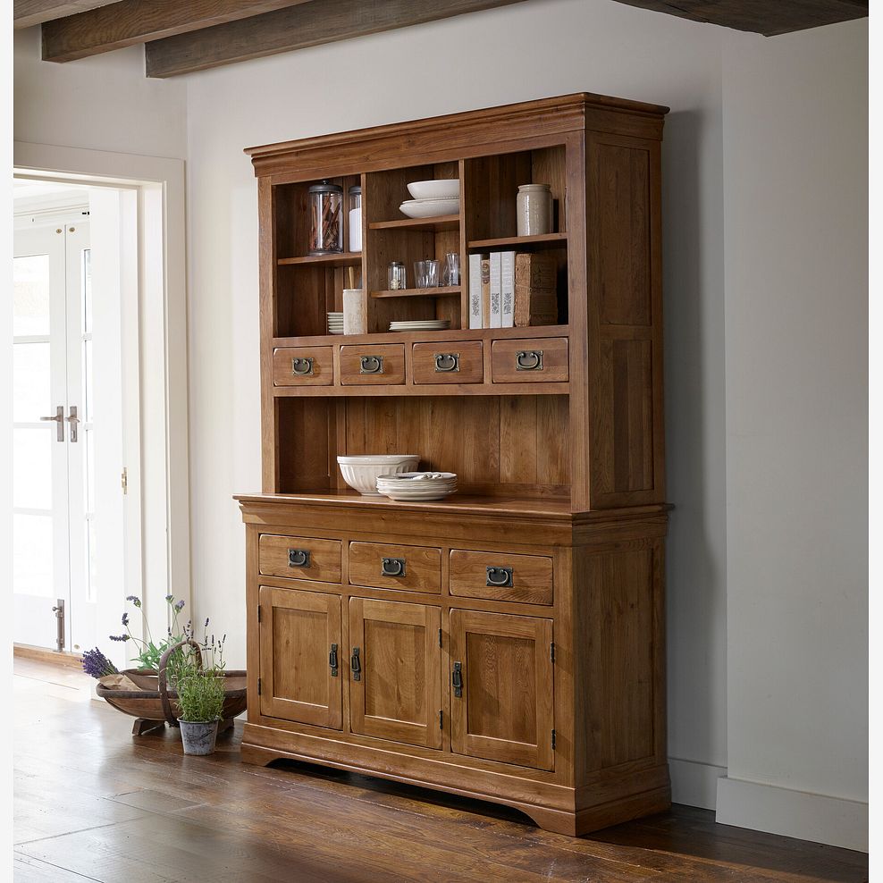 French Farmhouse Rustic Solid Oak Large Dresser 2