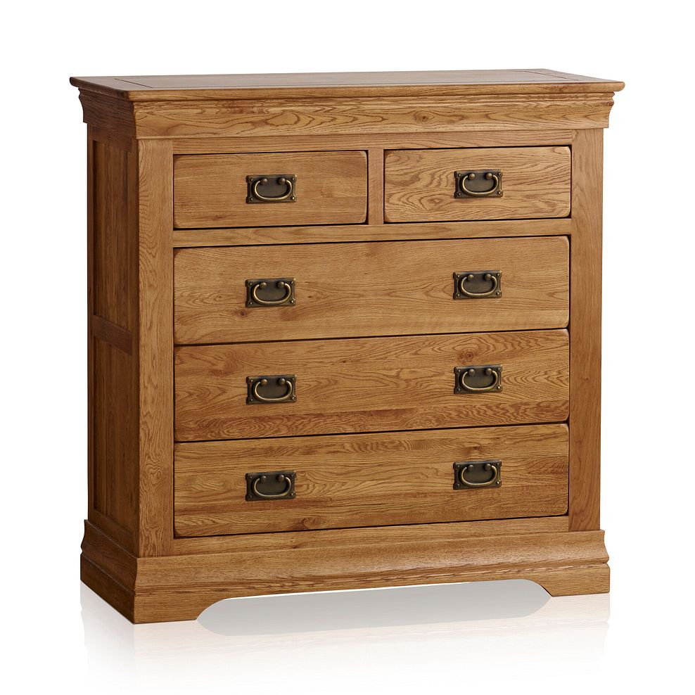 French Farmhouse Rustic Solid Oak 3+2 Drawer Chest 1