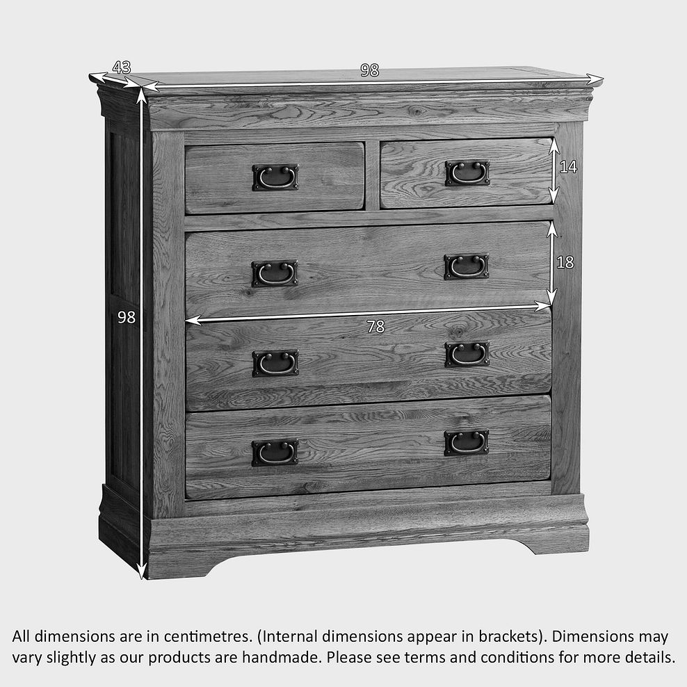 French Farmhouse Rustic Solid Oak 3+2 Drawer Chest 3