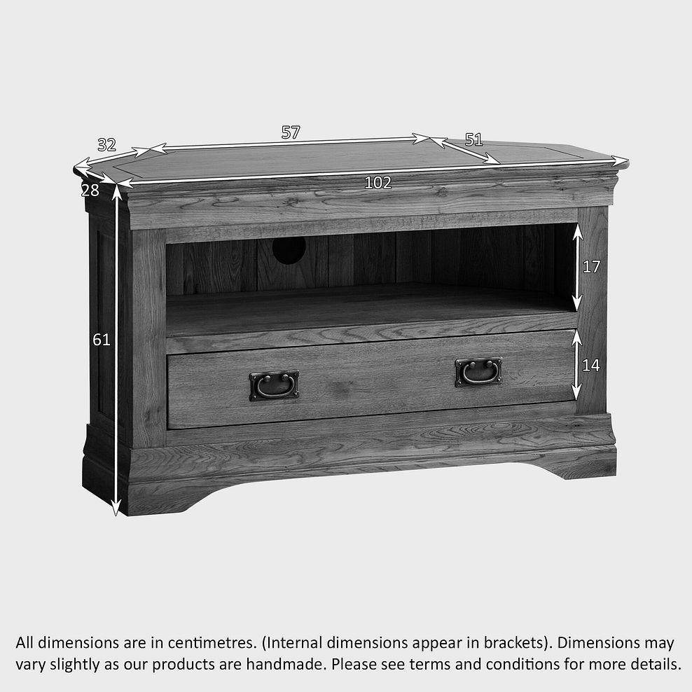 French Farmhouse Rustic Solid Oak Corner TV Cabinet 4