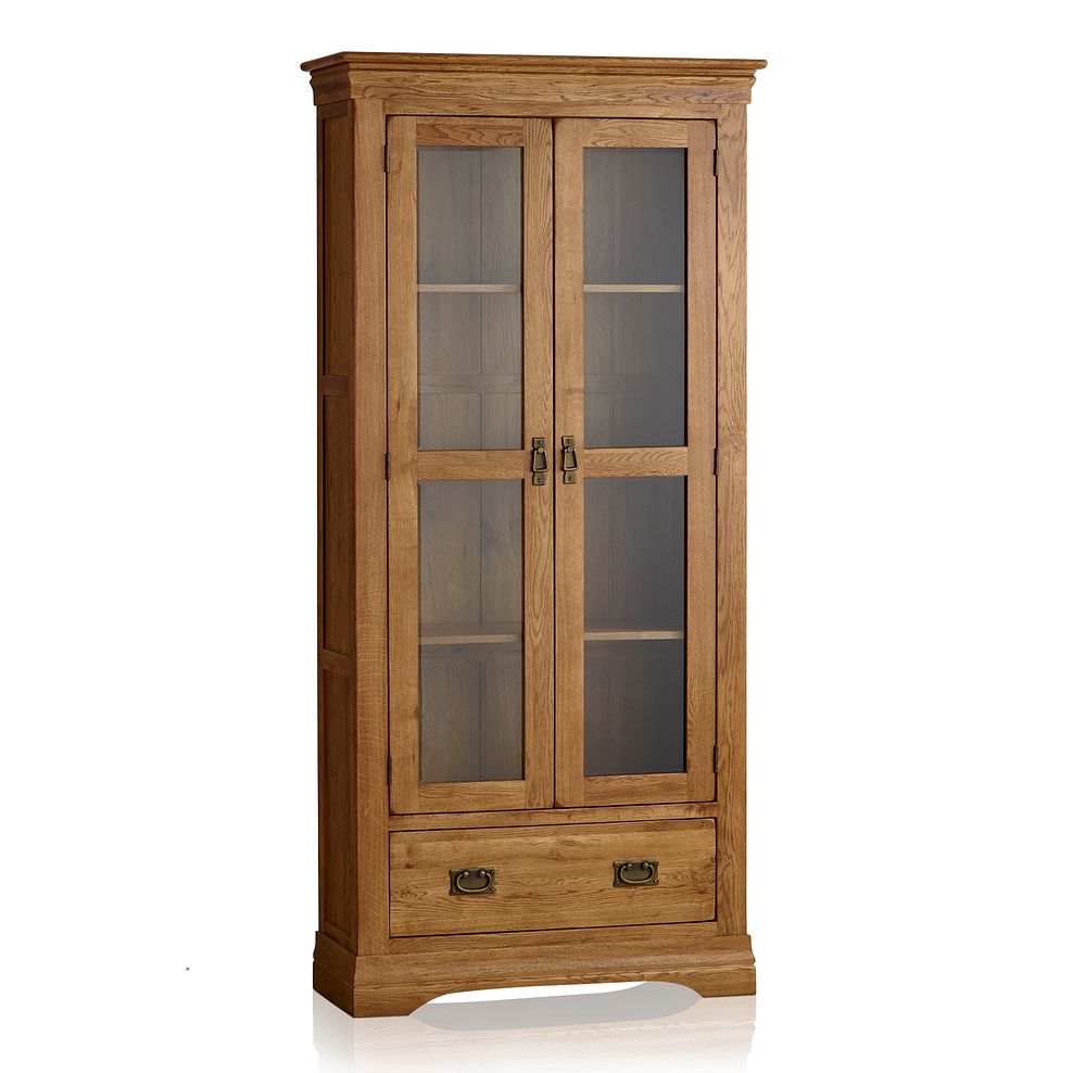 French Farmhouse Rustic Solid Oak Display Cabinet 1