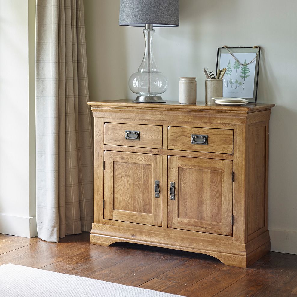 French Farmhouse Rustic Solid Oak Small Sideboard 2