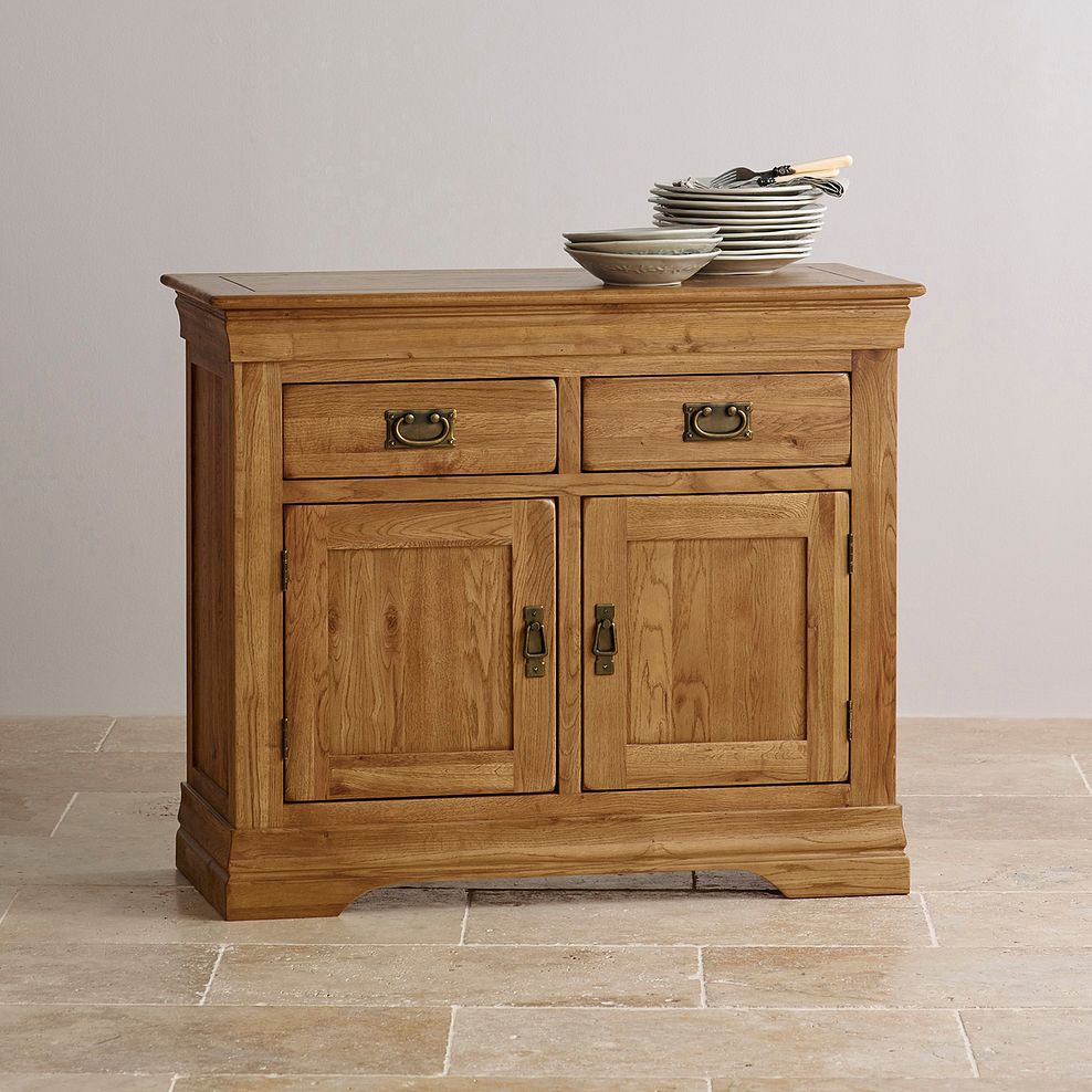 French Farmhouse Rustic Solid Oak Small Sideboard Thumbnail 2