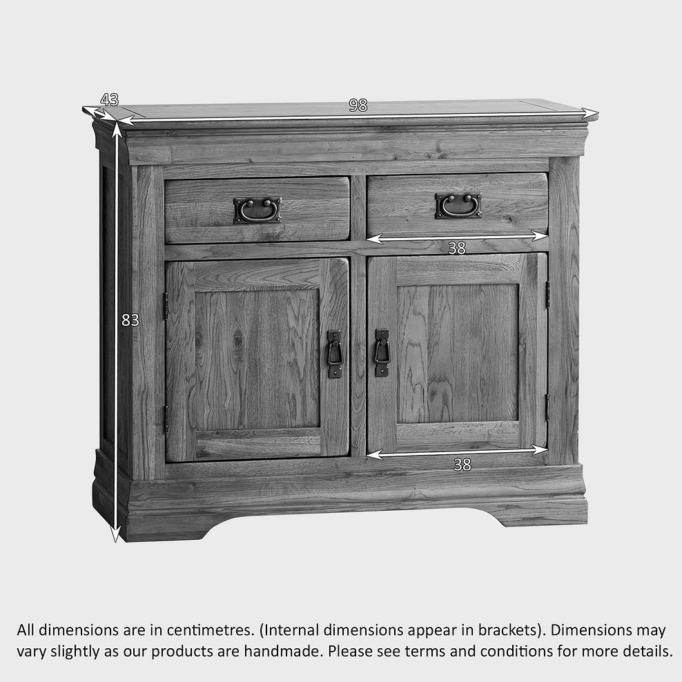 French Farmhouse Rustic Solid Oak Small Sideboard Thumbnail 4