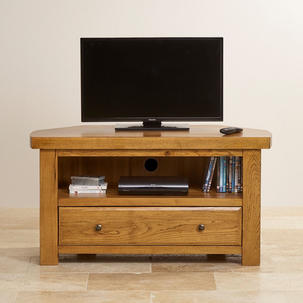 Hercules Rustic Solid Oak Corner TV Cabinet 5