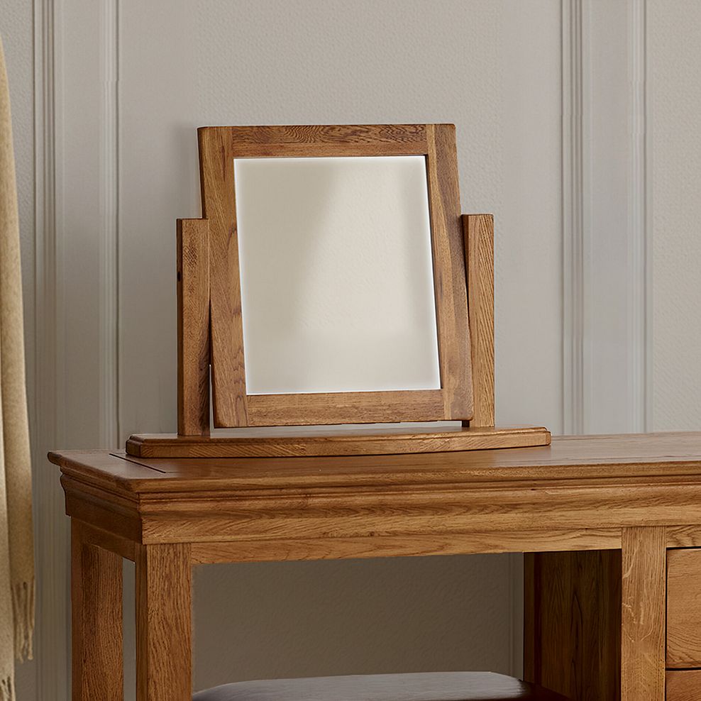 French Farmhouse Rustic Solid Oak Dressing Table Mirror 1