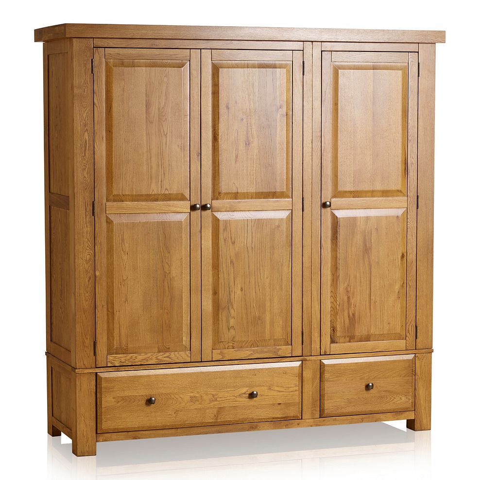 Hercules Rustic Solid Oak Triple Wardrobe 1