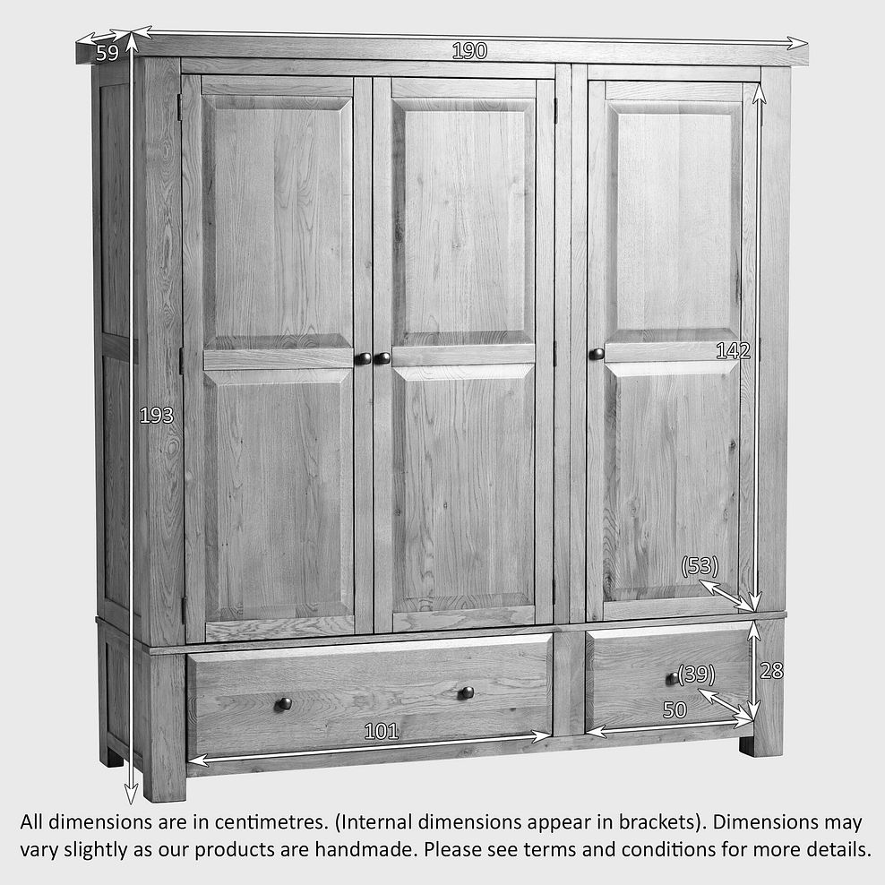 Hercules Rustic Solid Oak Triple Wardrobe 2