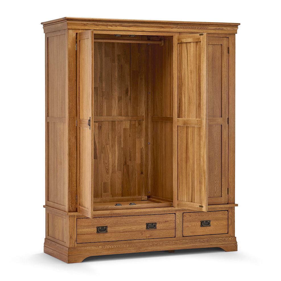 French Farmhouse Rustic Solid Oak Triple Wardrobe 3