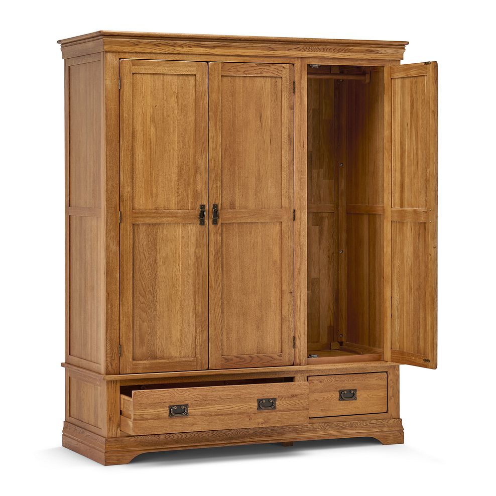 French Farmhouse Rustic Solid Oak Triple Wardrobe 2