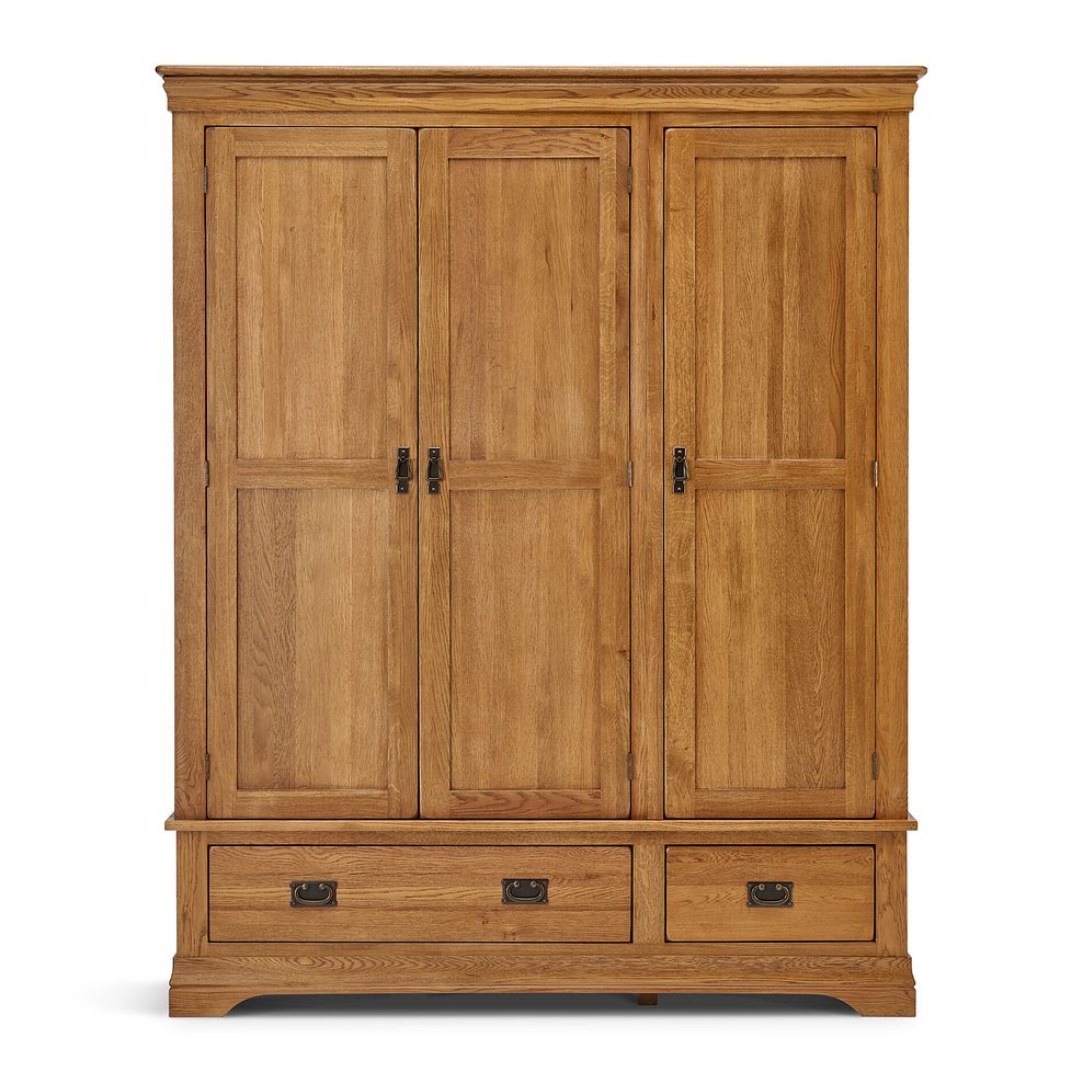 French Farmhouse Rustic Solid Oak Triple Wardrobe 4