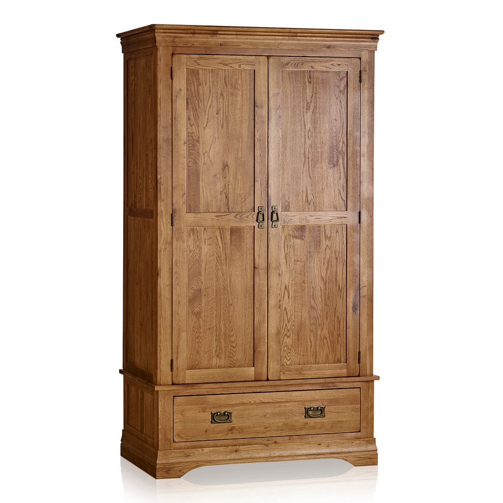French Farmhouse Rustic Solid Oak Double Wardrobe 1
