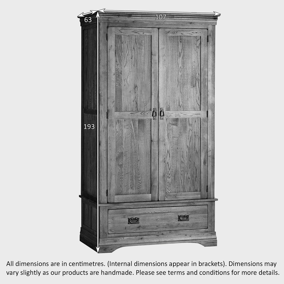 French Farmhouse Rustic Solid Oak Double Wardrobe 3