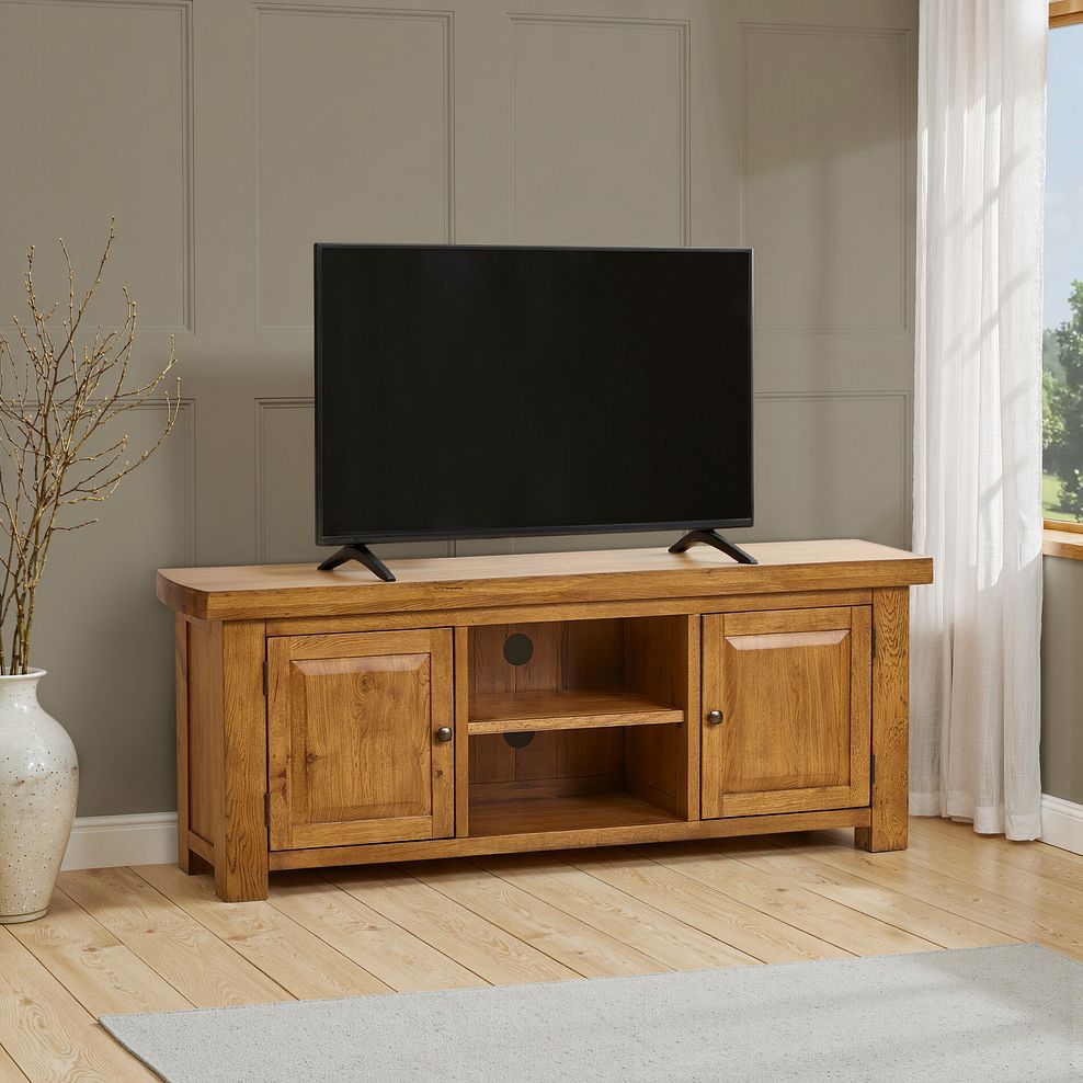 Hercules Rustic Solid Oak Large TV Cabinet 1
