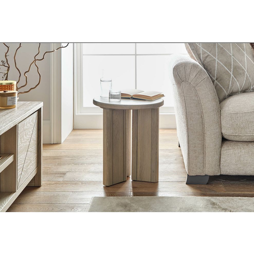 Gatsby Washed Solid Oak Round Side Table 2