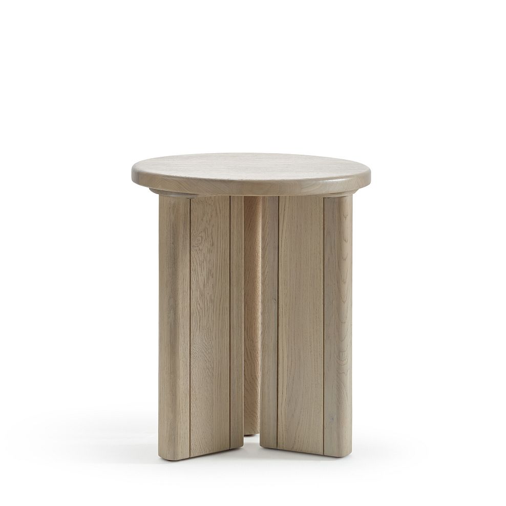 Gatsby Washed Solid Oak Round Side Table 4