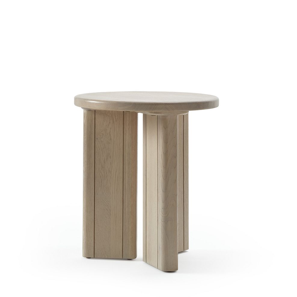 Gatsby Washed Solid Oak Round Side Table 7