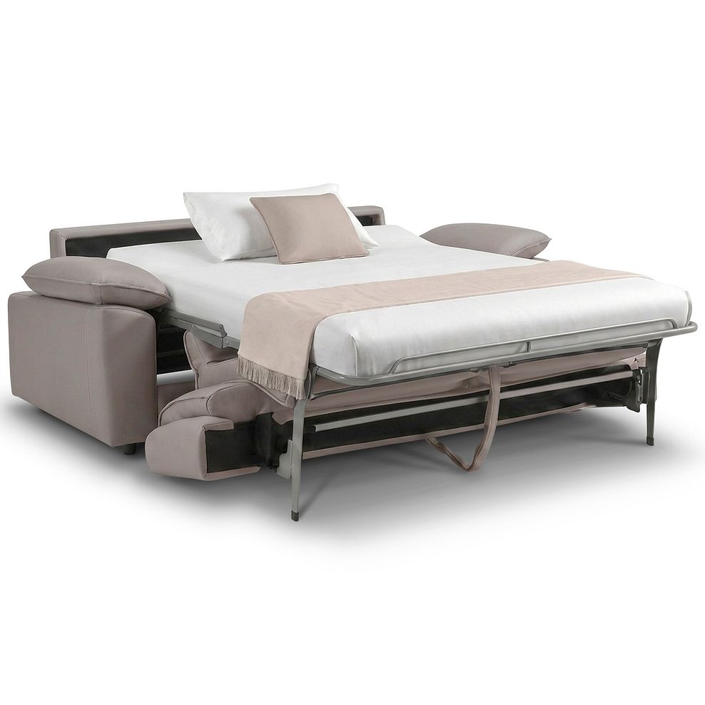 Goodwood 3 Seater Sofa Bed in Light Grey Leather 1