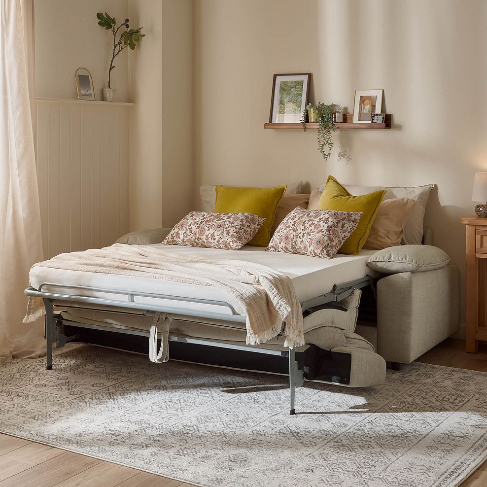 Goodwood 3 Seater Sofa Bed in Plush Beige Fabric 2